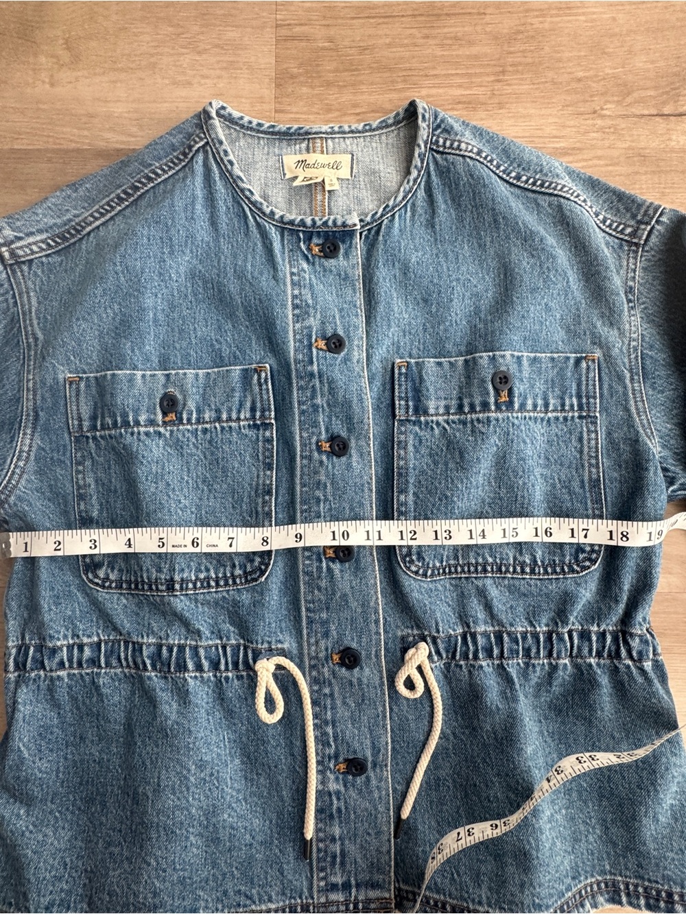Madewell Denim Claremont Drawstring Jacket in Saybrook Wash Sz S - Picture 3 of 6